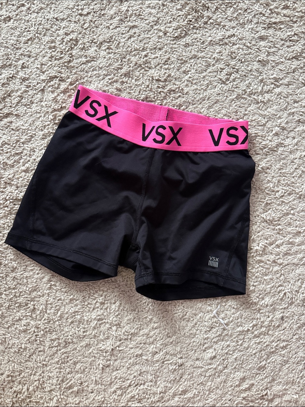 VSX Black Bike Shorts with Hot Pink Branded Waistband